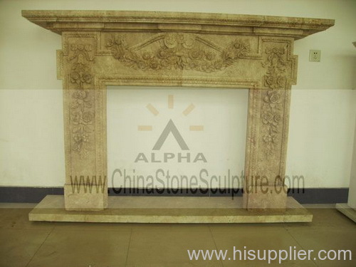 Travertine Stone Fireplace Mantel