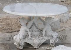 Handcarved Garden Marble Round Table