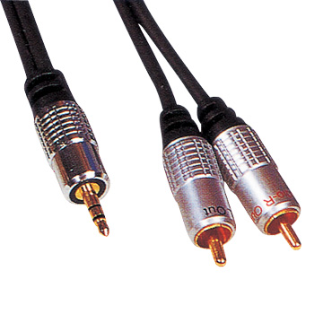 3.5mm Stereo Plug to 2RCA Plugs Gold