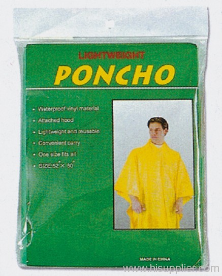 Plastic Adult Poncho In PP Bag Asst Colors