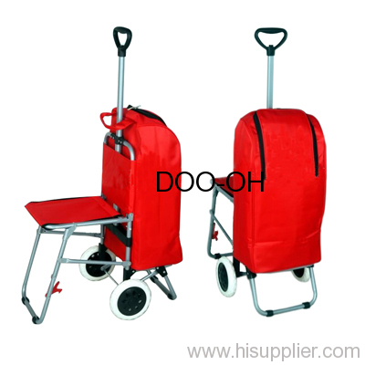 folding cooler shopping cart with chair