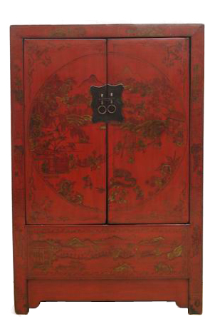 Chinese antique red gilt big cabinet