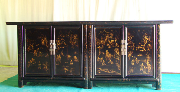 black lacquer gilt sideboard
