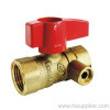 CSA 1/2 psig Approved FIP x FIP Brass Gas Ball Valve With 1/8 NPT Side Tap Aluminum Lever Handle