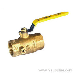 CSA Approved FPT/FPT Full Port Ball Valve With 1/8 NPT Side Tap Steel Lever Handle