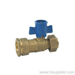 12.4/16X3/4''Compression/Swivel Nut Ball Valve With Special Lockable Handle brass colour PN25