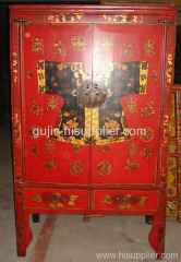 Old painted red big cabinet