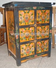 Tibetan style painted CD cabinet