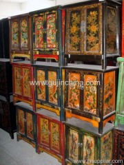 Chinese painted tibetan style mini cabinet