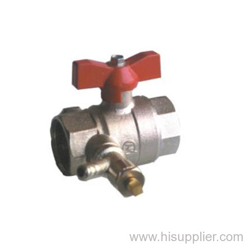 F/F Brass Ball Valve With Drain Cock Ni Plating PN25