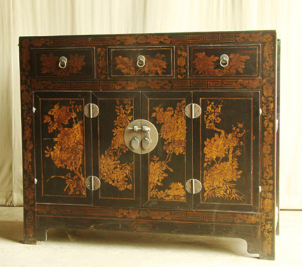 antique chinese gilt black cabinet