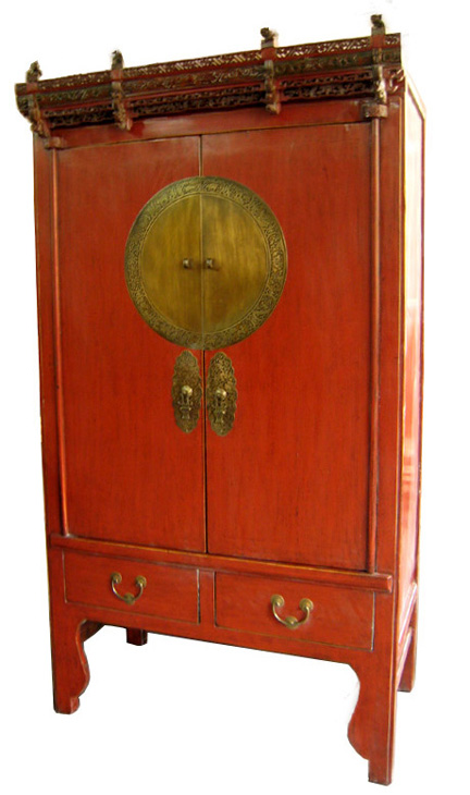 chinese antique marry red cabinet