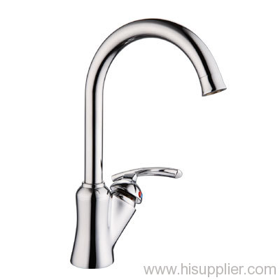 Single-lever high arch sink faucet