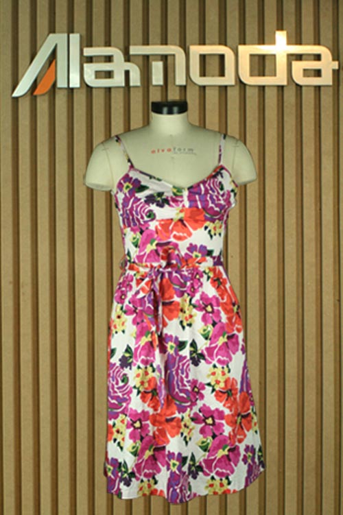 ladies Cotton Satin printed dress