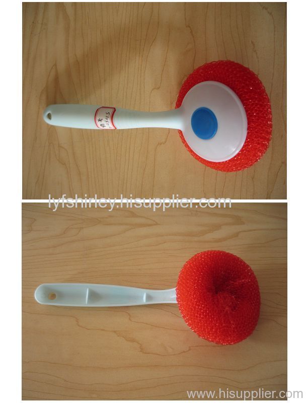 PLASTIC SCOURER WITH HANDLE