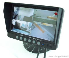 7 inch monitor with quad screen support up to 4 cameras input for vehicles