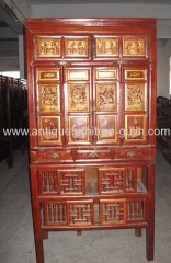 oriental antique carved cabinet