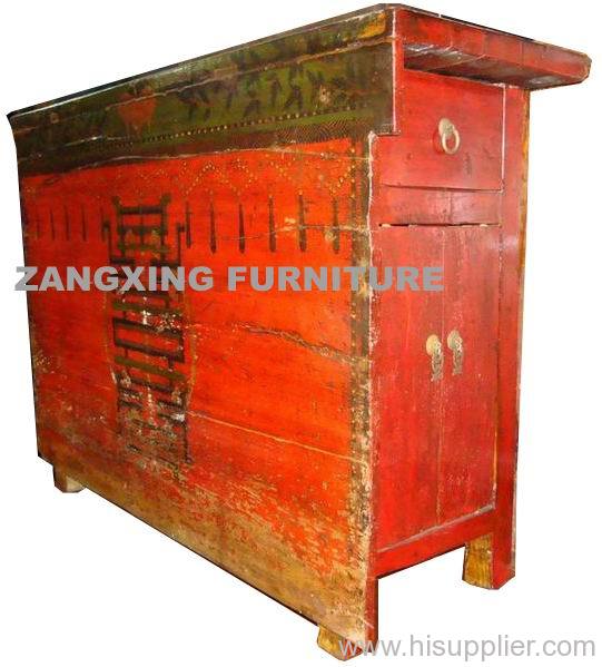 antique painting mongolian chest