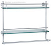 double glass shelf with bar