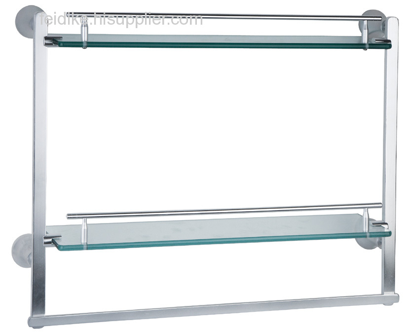 double glass shelf with bar