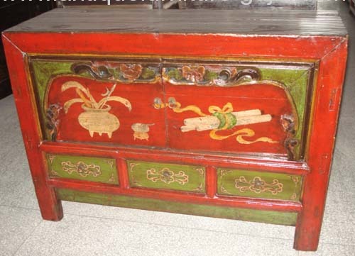 Antique wooden Mongolia cabinet