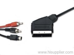 Scart to 2 RCA + S-video plug cable