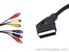 21 pin scart to 6 rca socket with switch)