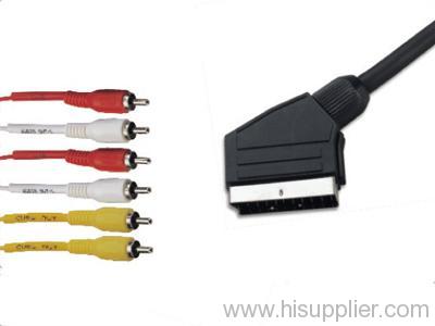 21 pin Scart to 6 RCA plug Cable