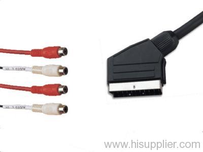 Scart  to 4 RCA socket Cable