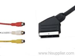 21 pin Scart to 3 RCA socket Cable