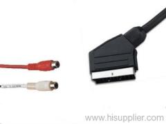 21 pin Scart to 2 RCA Socket Cable