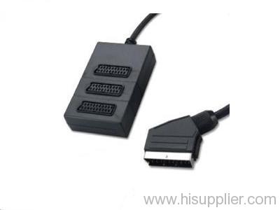 gold plated 3 way scart splitter