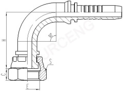 90° Metric Female Flat Seal