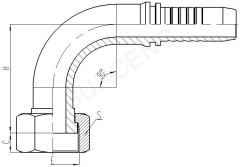 90° Metric Female Flat Seal