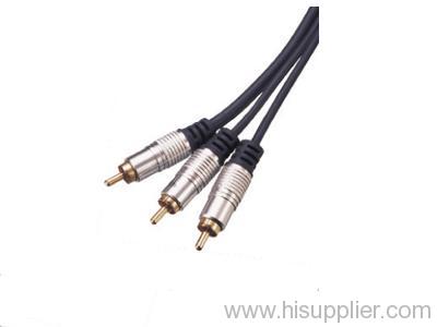 Metal 3 RCA Plug to 3 RCA Plug Cable