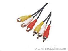 3 RCA Plug to 3 RCA Jack Cable