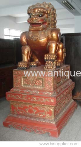 Chinese antique wooden lion
