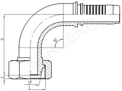 90° O-ring Metric Female 24° Cone Seal H.T.