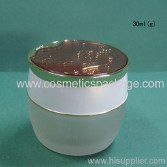 glass cream jar with plastic cap