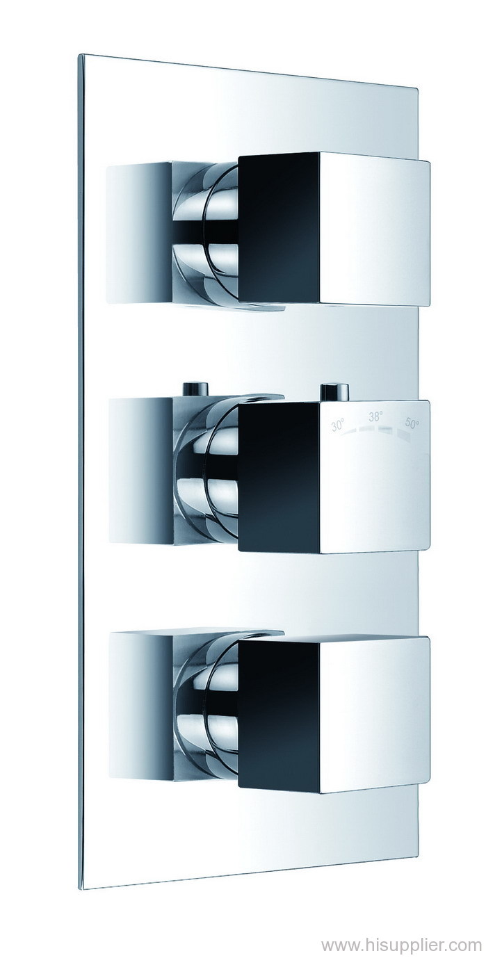 Wall thermostatic shower mixer with 3-way diverter