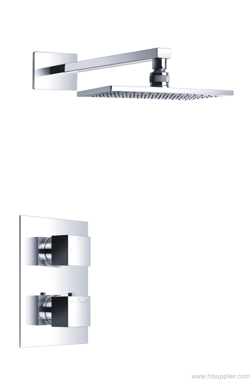 Wall thermostatic shower mixer brass rain shower