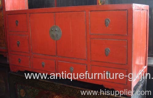 Antique red lacquer cupboard