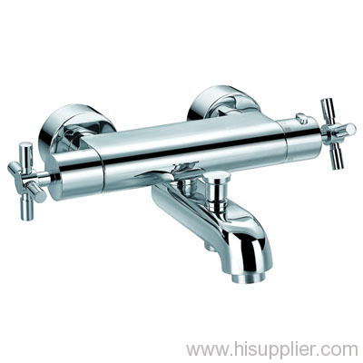 Thermostatic bath/shower mixer with brass handle