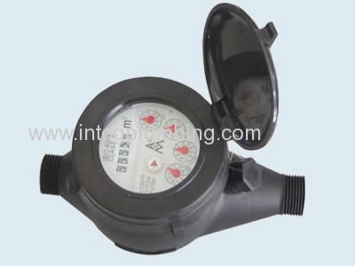 Multi jet wet dial plastic water meter