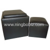 Square-shaped Leather Storage Ottoman