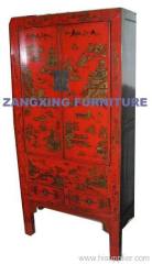 Antique golden painting book cabinet