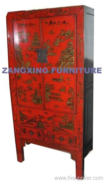 classical golden painting cabinet