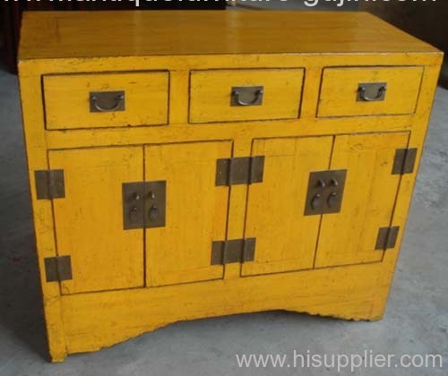 Antique Chinese chest yellow lacquer