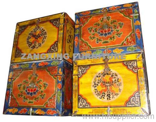 Painted tibet wooden box