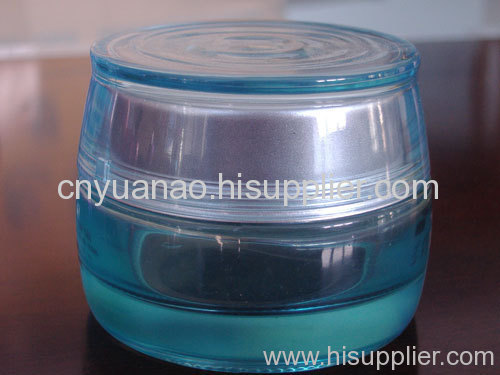 square	glass	cosmetic	jar	blue